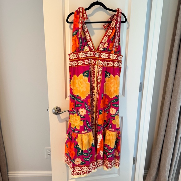 NWT Farm Rio Flower Tapestry Tie Shoulder Midi Dress | XL - Picture 3 of 8